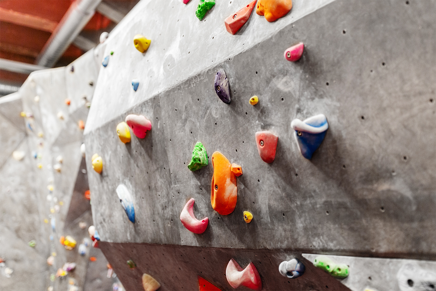 Klettergriffe an die Wand geschraubt